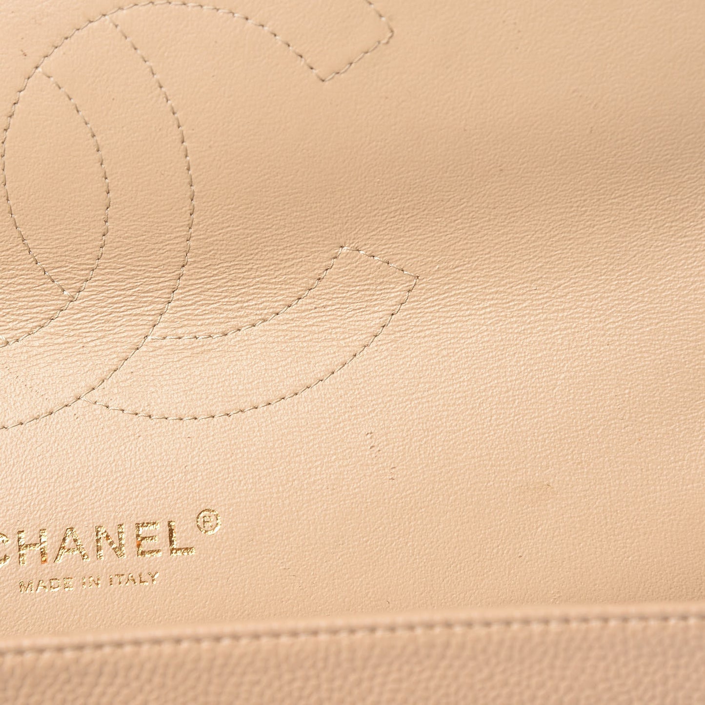 Caviar Quilted Jumbo Double Flap Light Beige