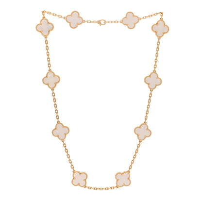 Van Cleef & Arpels 18K Yellow Gold Mother of Pearl 10 Motifs Vintage Alhambra Necklace 3 of 6