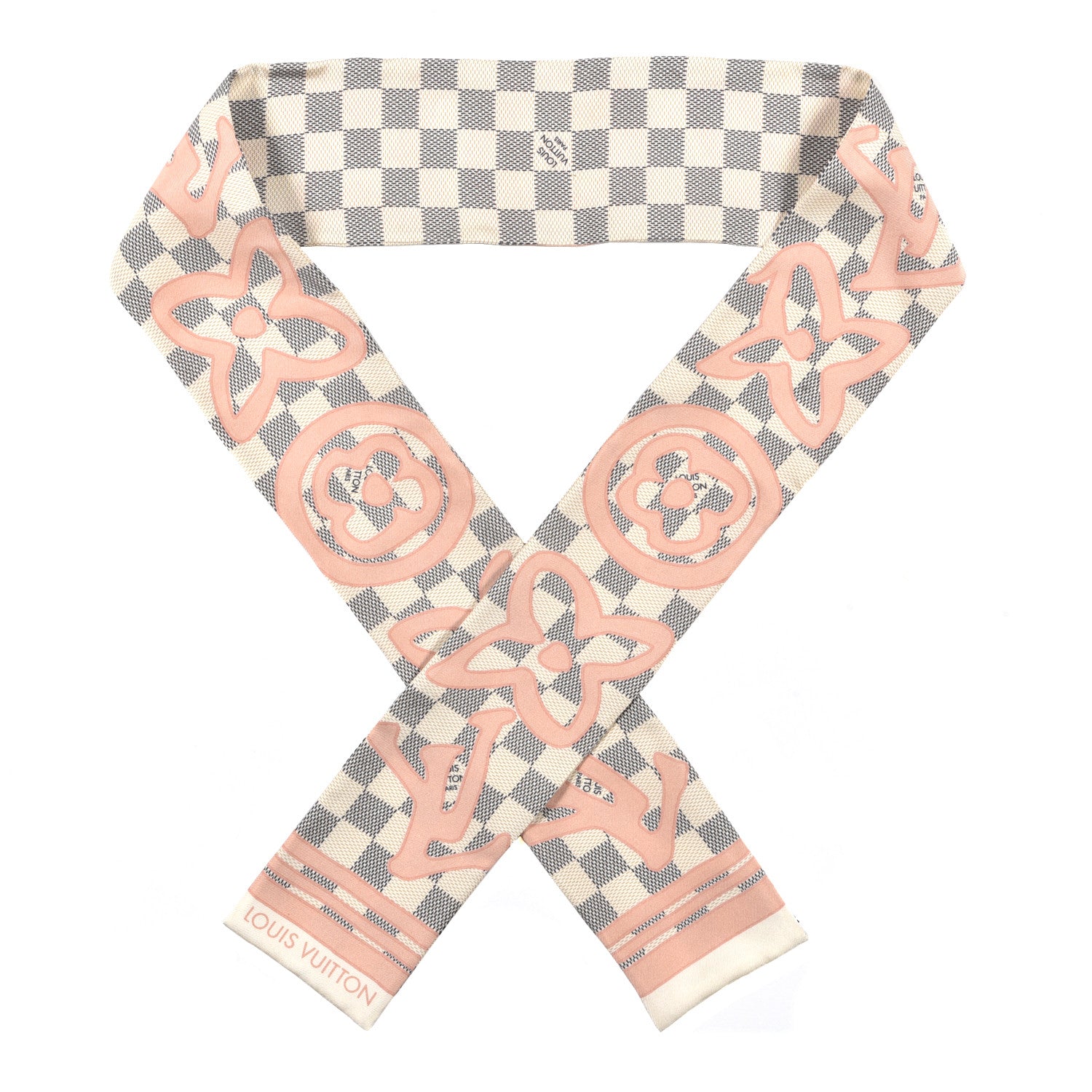 Louis Vuitton Silk Damier Azur Tahitienne Bandeau Rose Ballerine 1 of 3