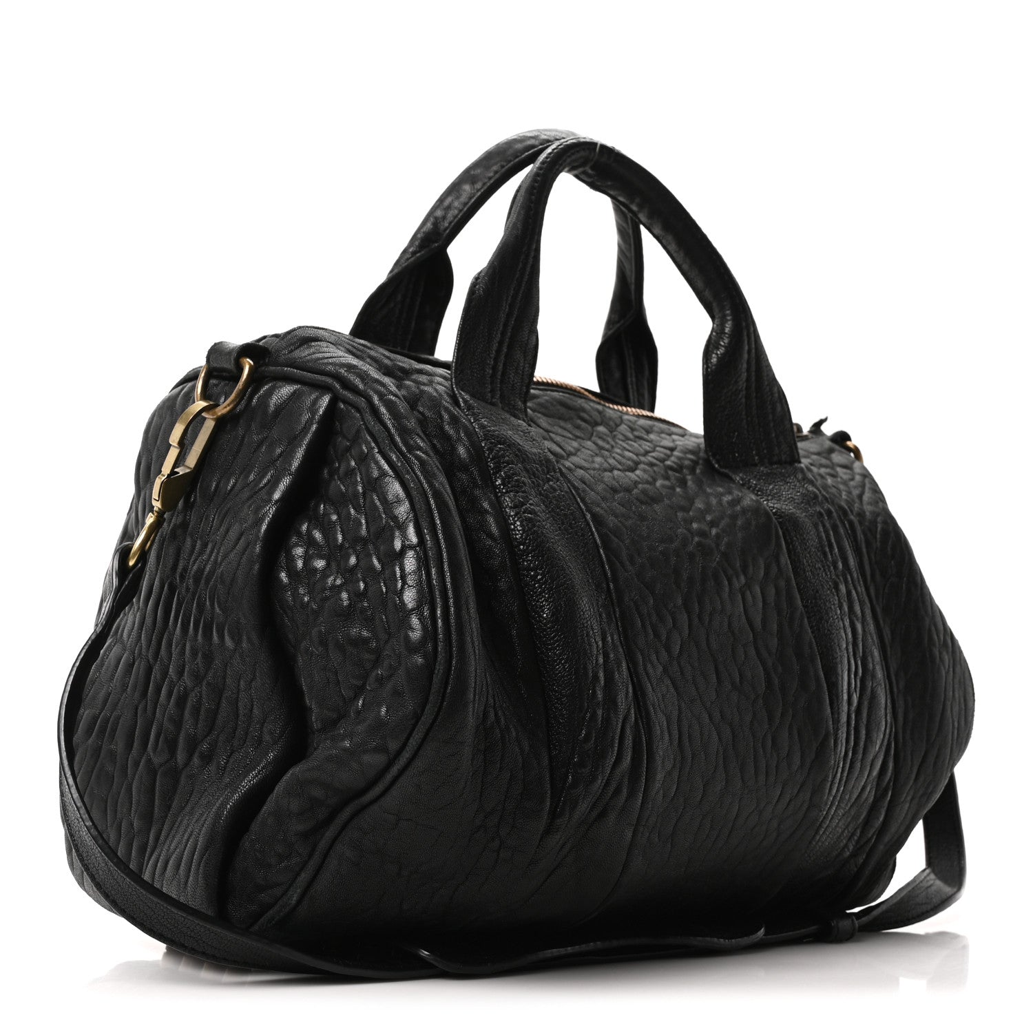 Alexander Wang Pebbled Lambskin Rocco Black Antique Brass Hardware 3 of 10