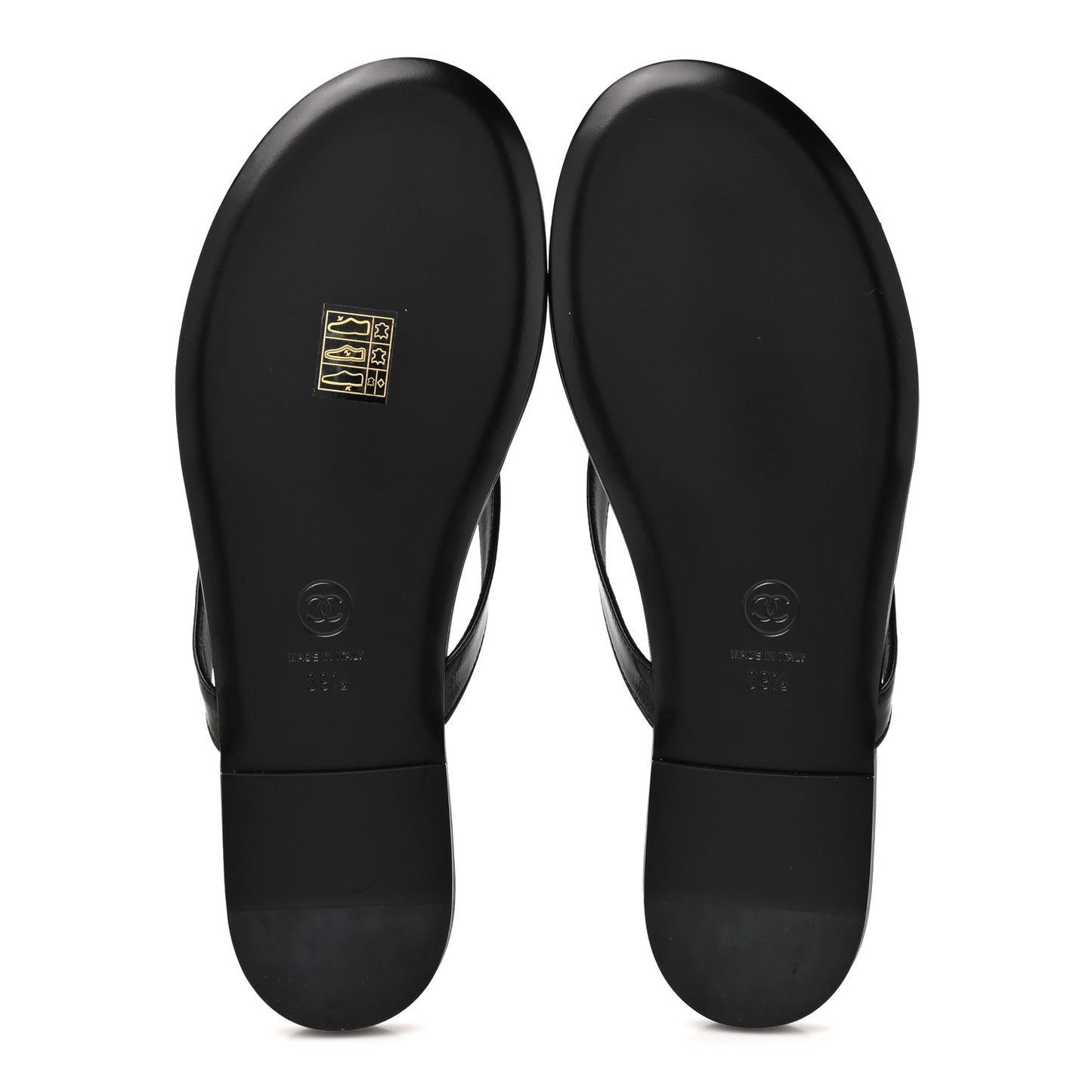 Shiny Lambskin Crystal CC Thong Sandals 39.5 Black