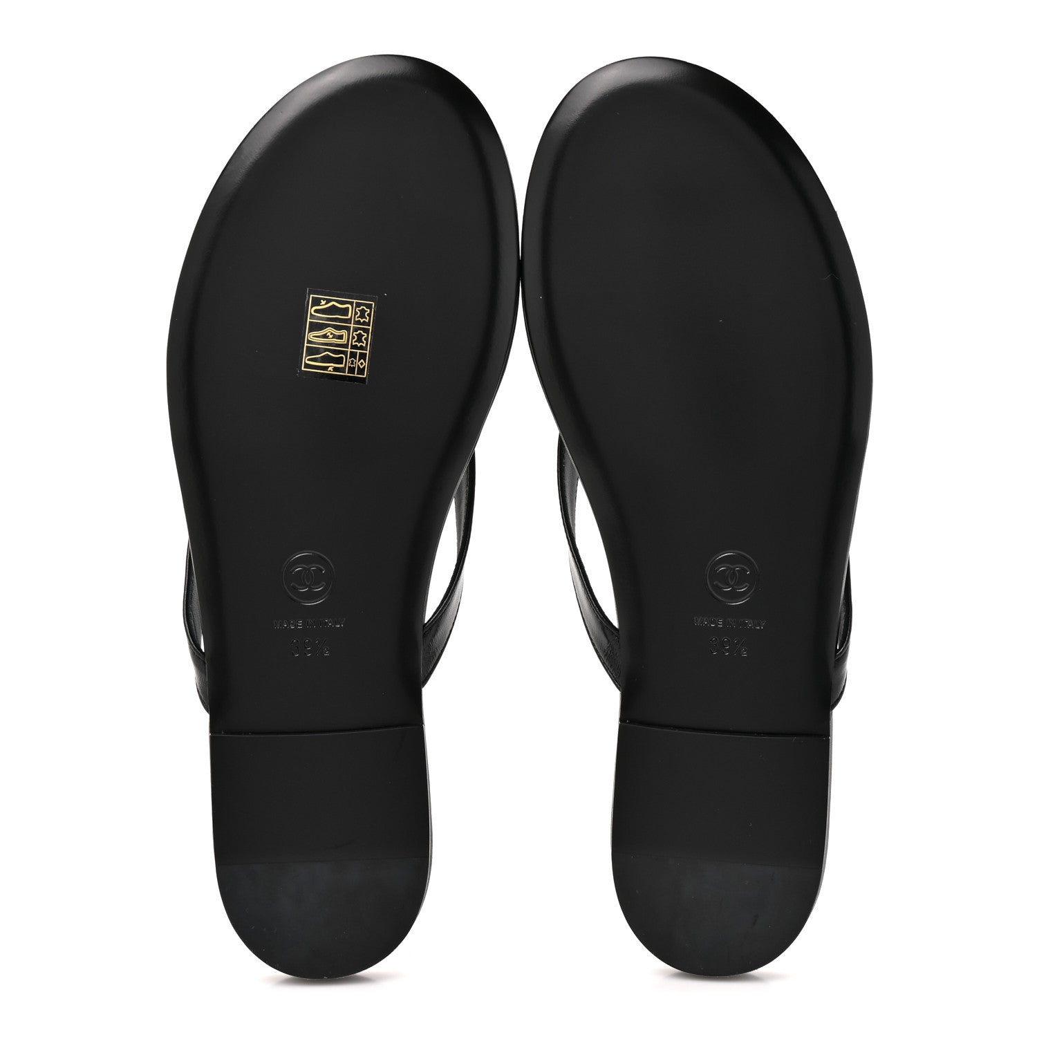 Chanel Shiny Lambskin Crystal CC Thong Sandals 39.5 Black 6 of 10