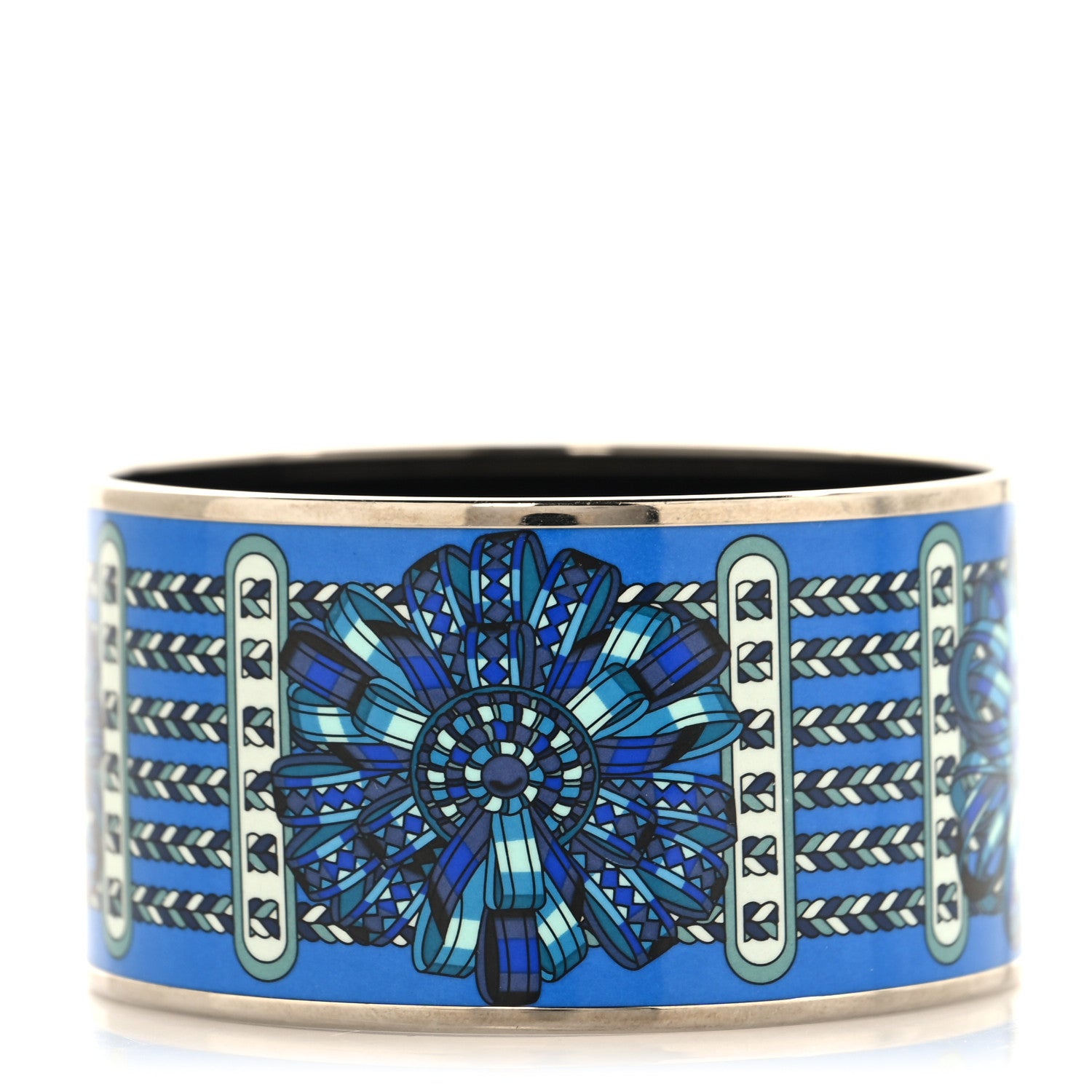 Hermes Enamel Printed Rubans de Cheval Extra Wide Bracelet 65 1 of 5