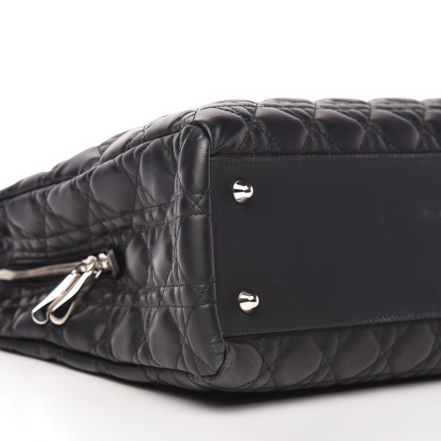 Glazed Calfskin Cannage Large Dior Soft Shopping Tote Black