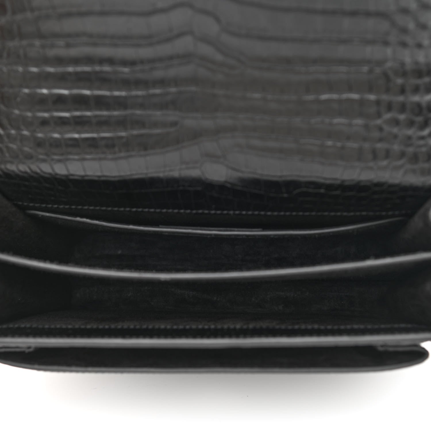 Saint Laurent Calfskin Crocodile Embossed Medium Monochrome Monogram Sunset Black 5 of 10