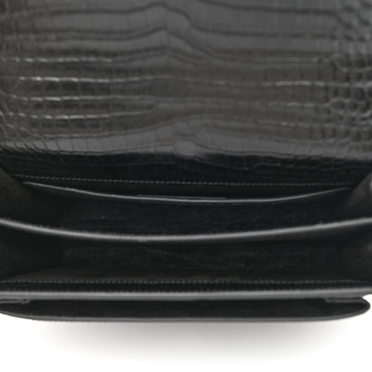 Saint Laurent Calfskin Crocodile Embossed Medium Monochrome Monogram Sunset Black 5 of 10