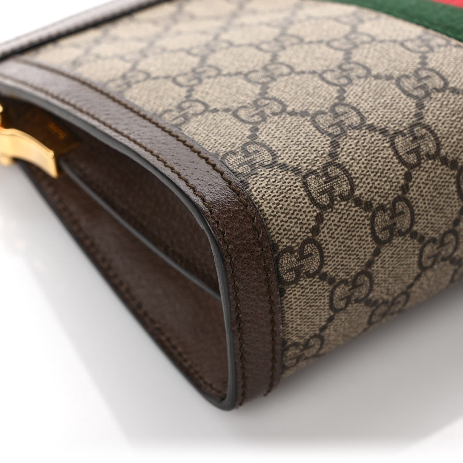 Gucci GG Supreme Monogram Web Small Ophidia Chain Shoulder Bag Brown 10 of 12