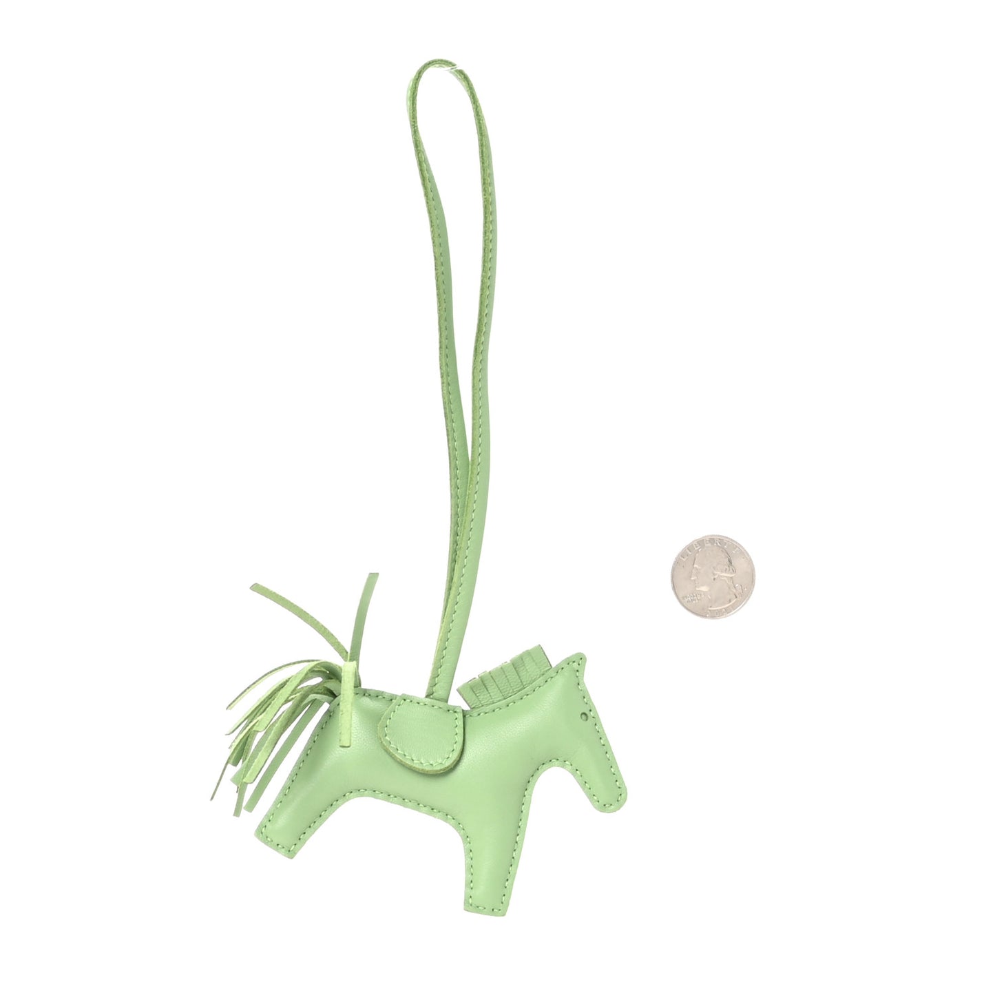 Milo Lambskin Grigri Rodeo Horse Bag Charm PM Vert Criquet