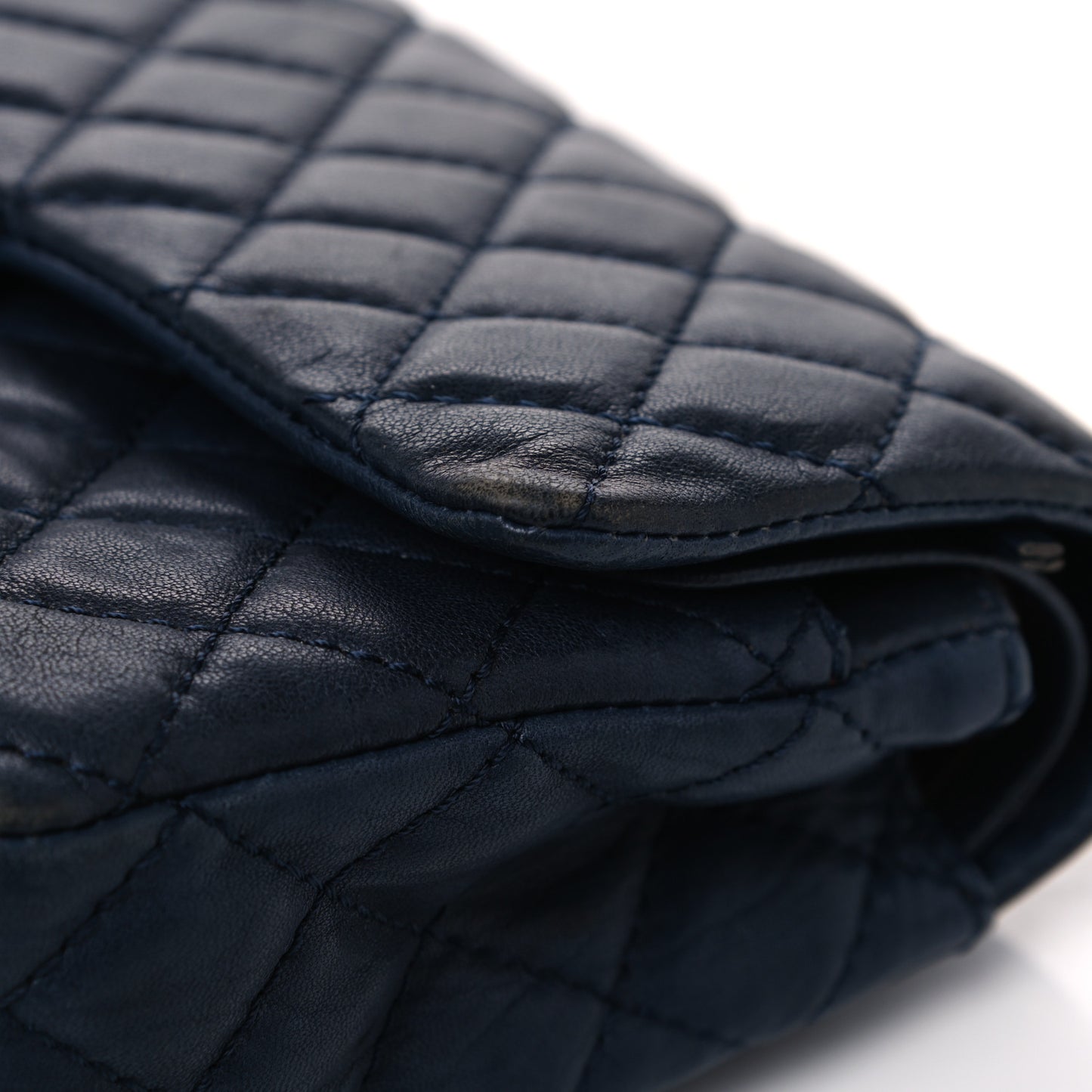 Lambskin Quilted Medium Double Flap Bijoux Chain Navy