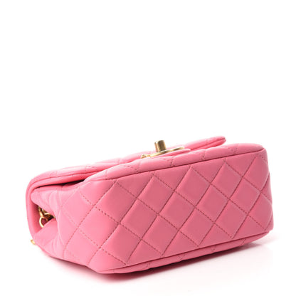 Chanel Lambskin Resin Quilted Mini Pearl Samba Square Flap Pink 4 of 11