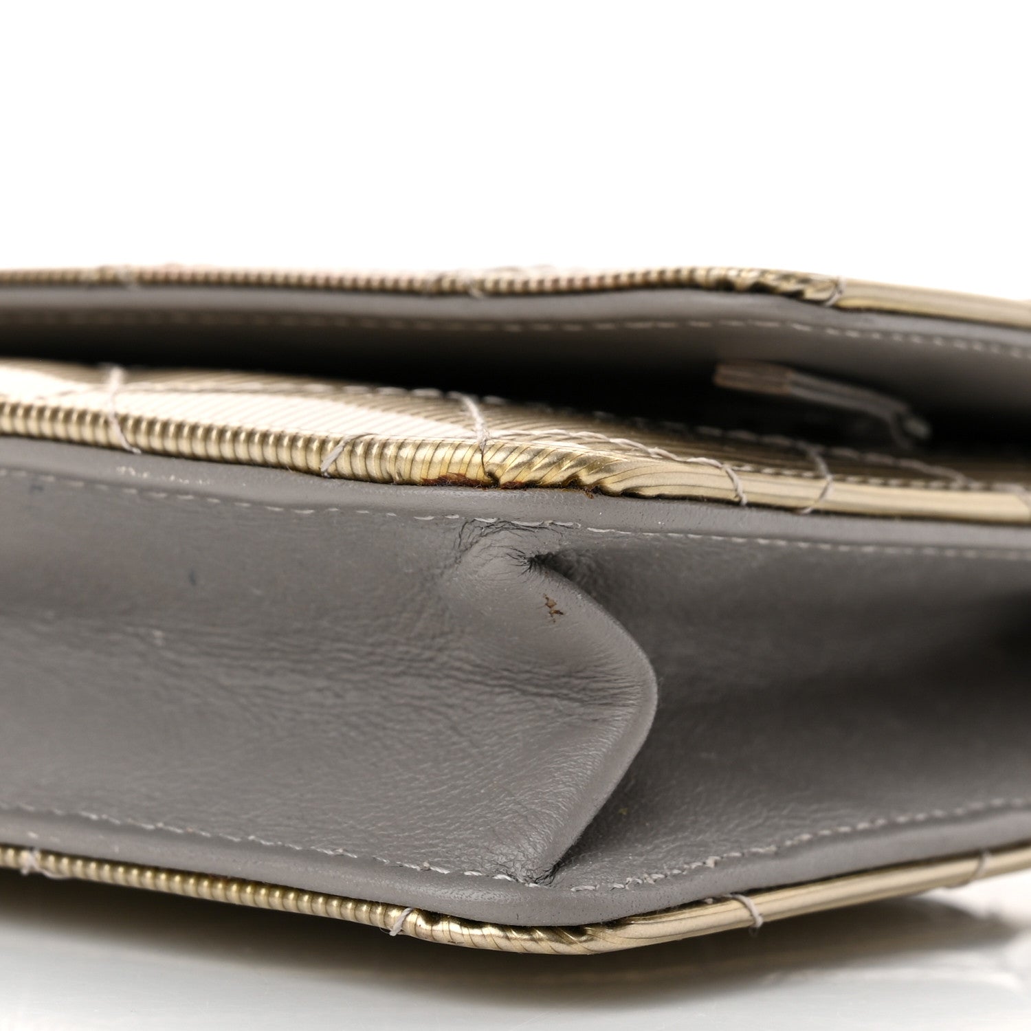 Chanel Striated Patent Quilted Wallet On Chain WOC Beige 9 of 9