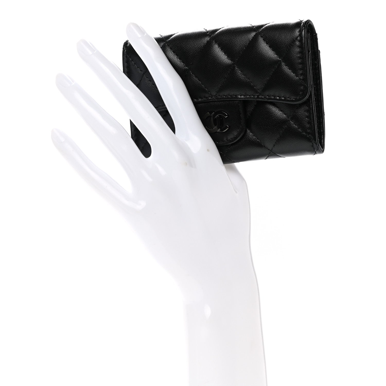 Chanel Lambskin Quilted Flap Card Holder Wallet So Black 2 of 9