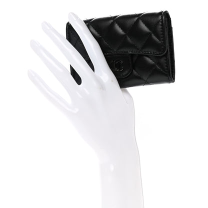 Chanel Lambskin Quilted Flap Card Holder Wallet So Black 2 of 9