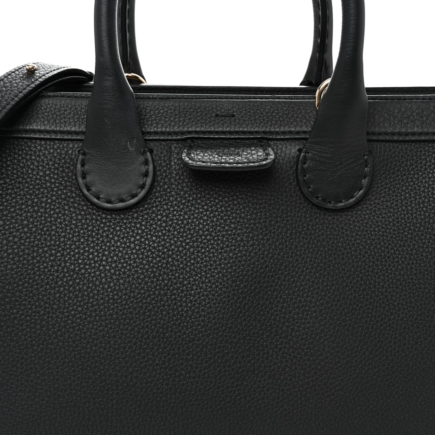 Grained Calfskin Small Edith Top Handle Bag Black