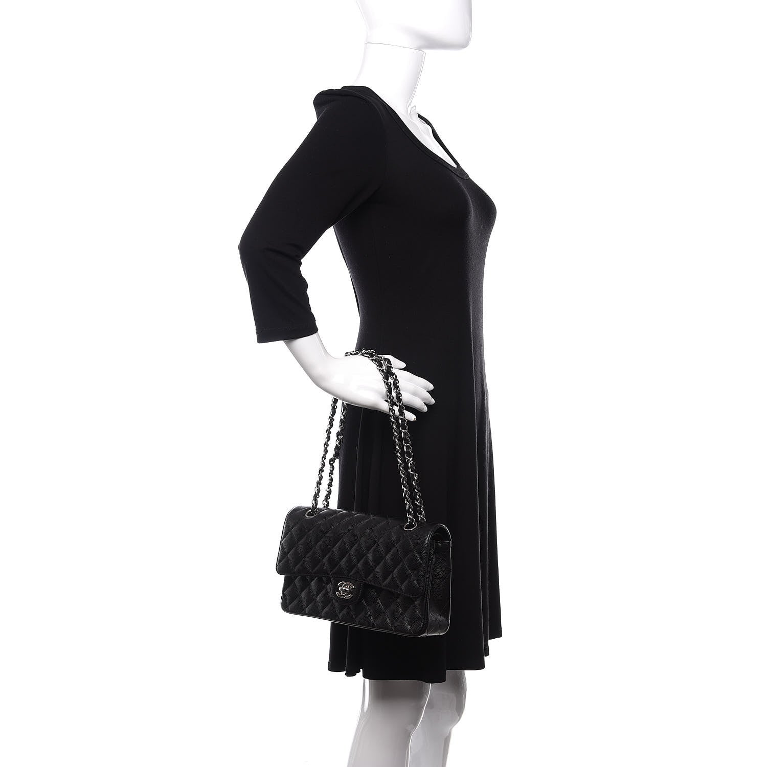 Chanel Caviar Quilted Medium Double Flap Black 2 of 12