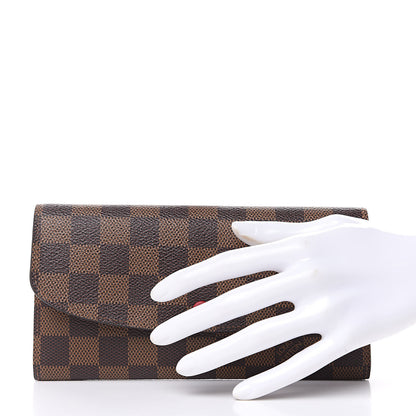 Louis Vuitton Damier Ebene Emilie Wallet Red 2 of 7