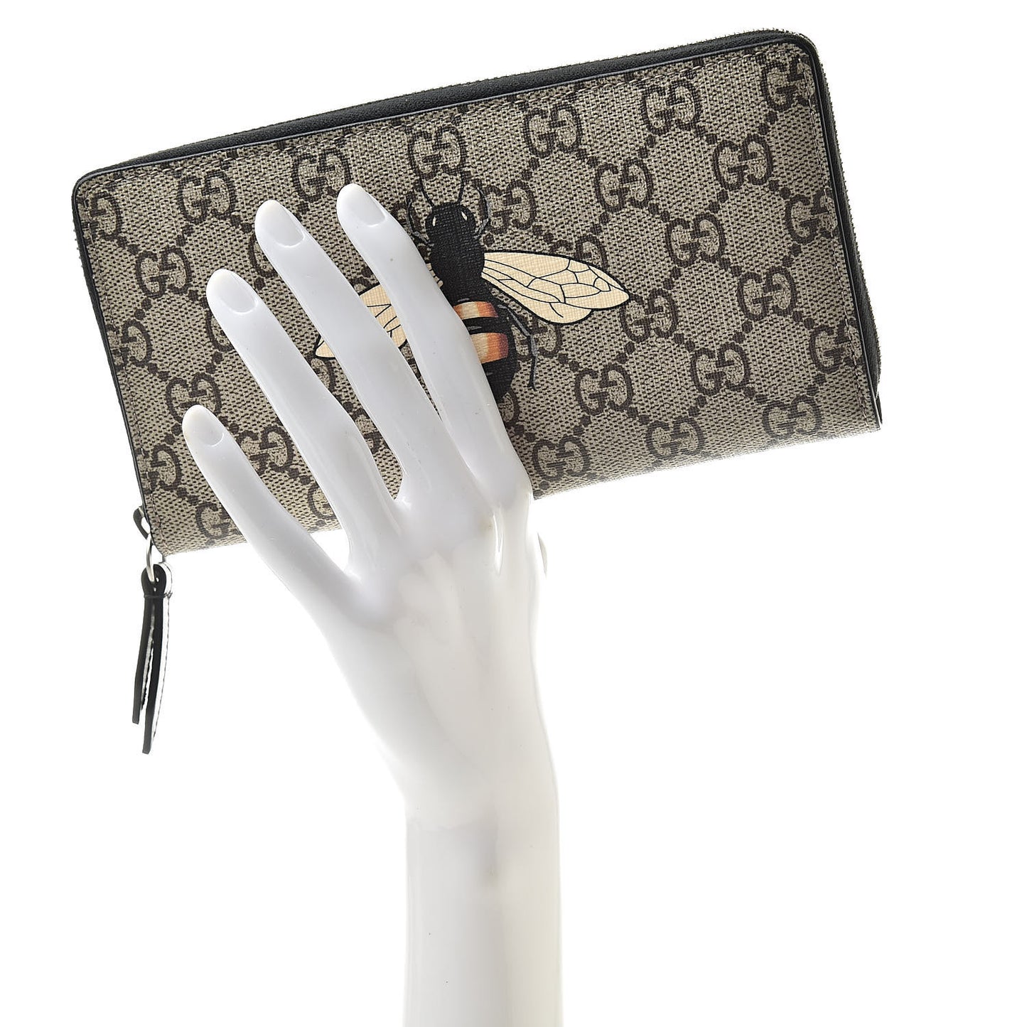 GG Supreme Monogram Bee Zip Around Wallet