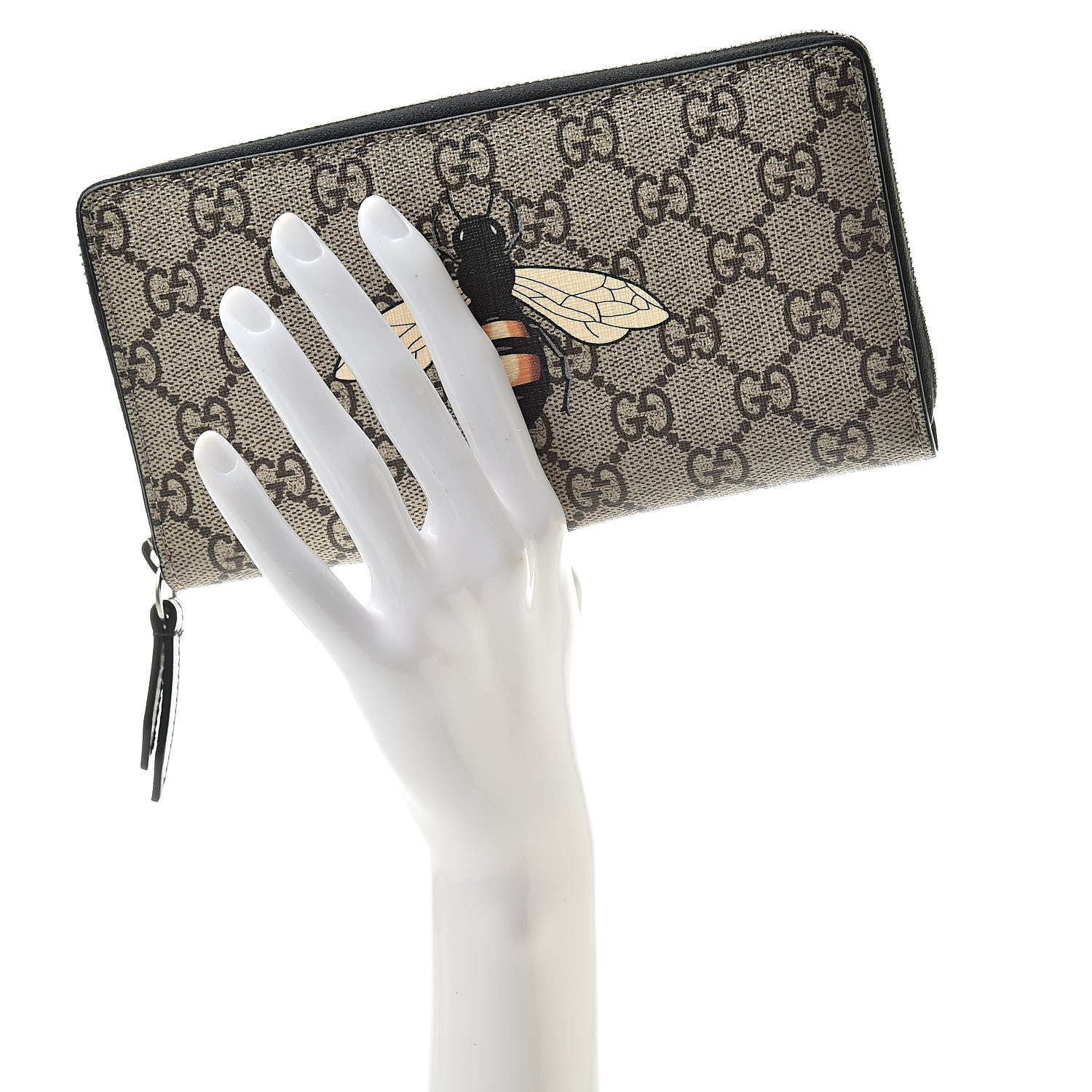 Gucci GG Supreme Monogram Bee Zip Around Wallet 2 of 8