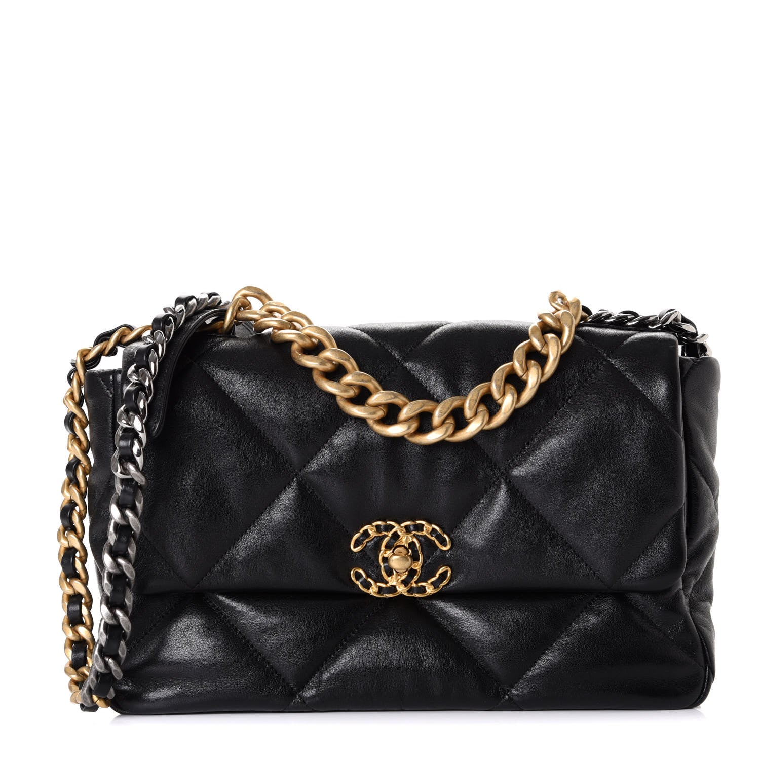 Chanel Goatskin Quilted Large 19 Flap Black 1 of 9
