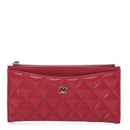 Chanel Caviar Quilted Classic Zip Pouch Red 1 of 9