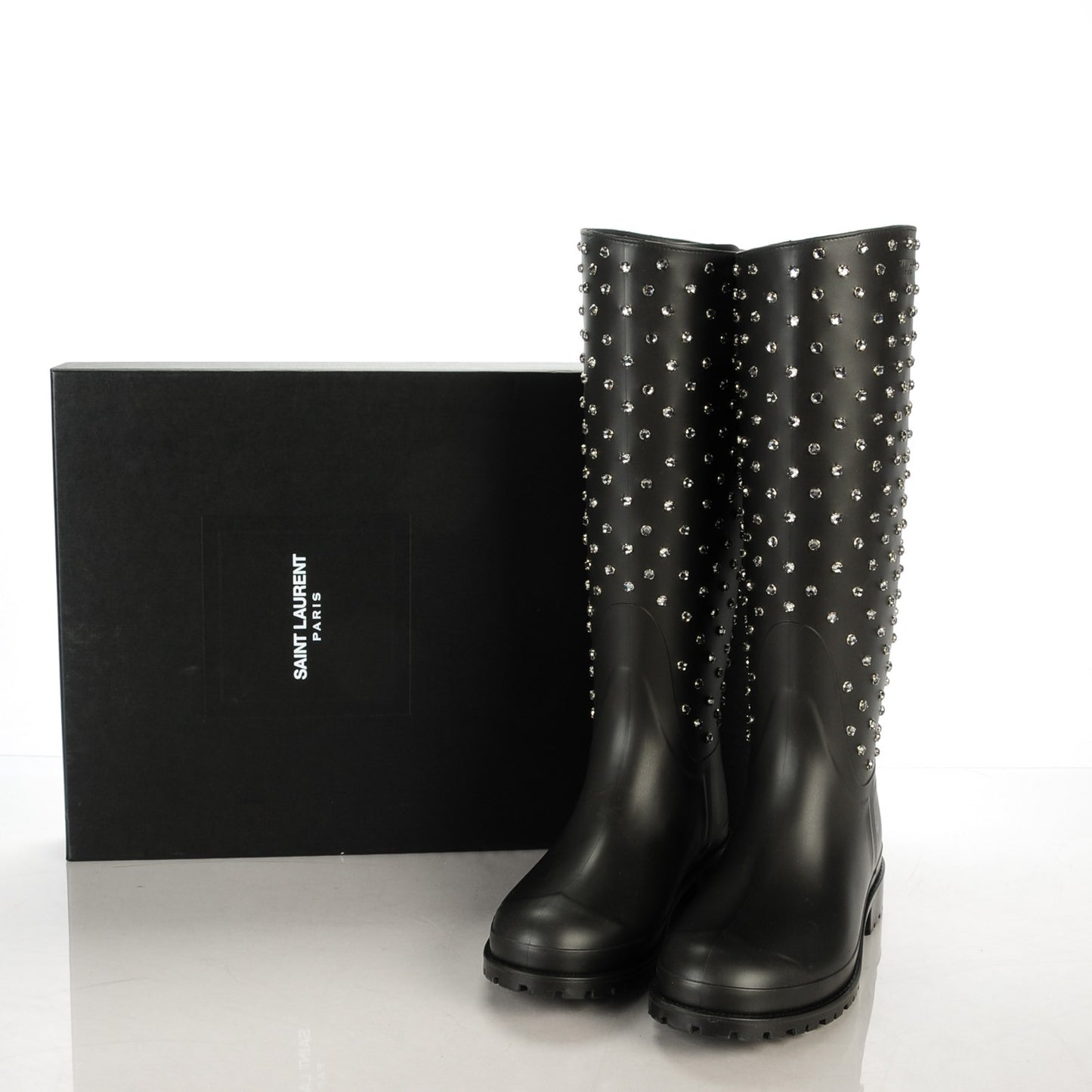 Rubber Studded Festival Rain Boots 41 Black