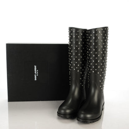 Saint Laurent Rubber Studded Festival Rain Boots 41 Black 7 of 7