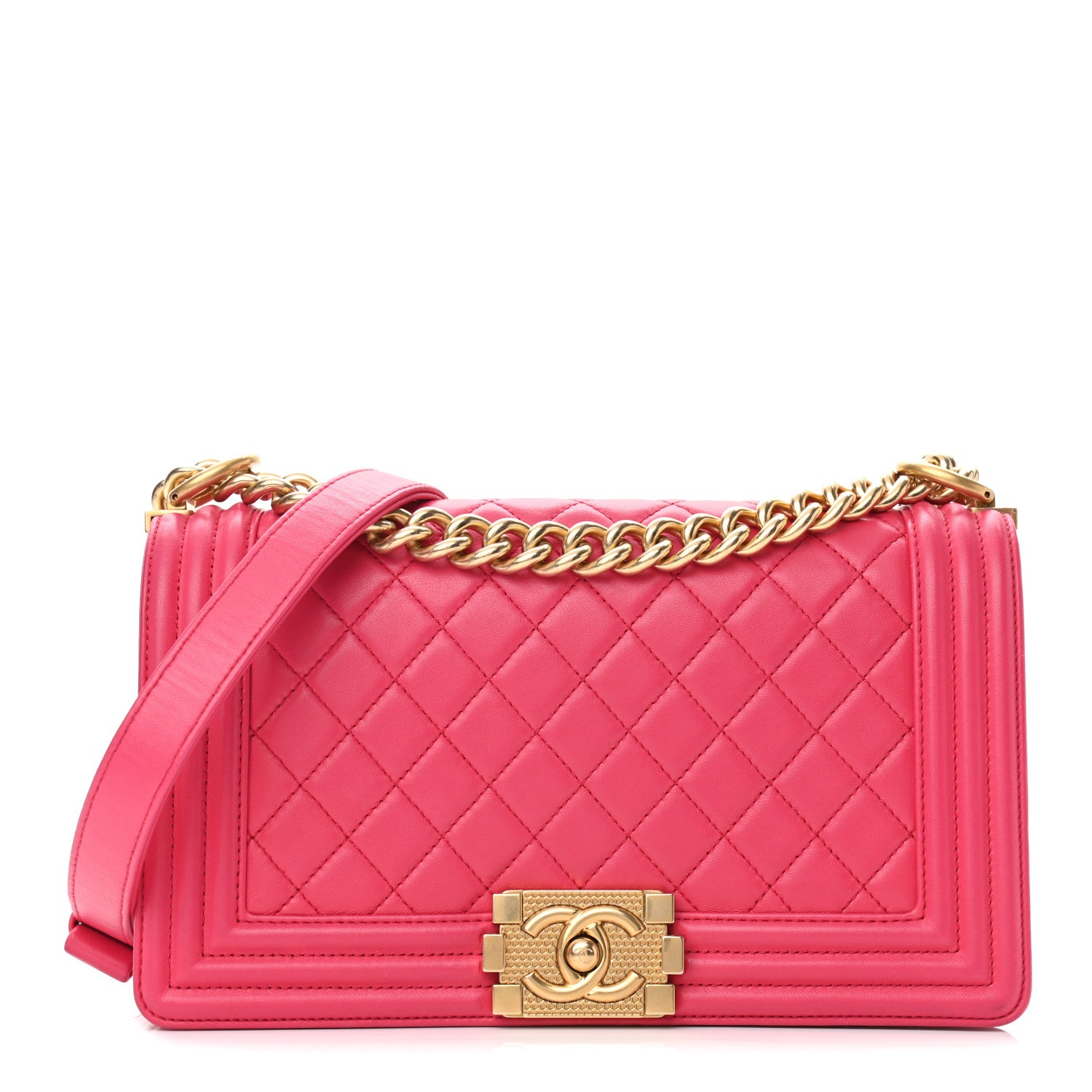 Chanel Lambskin Quilted Medium Boy Flap Fuchsia 1 of 10