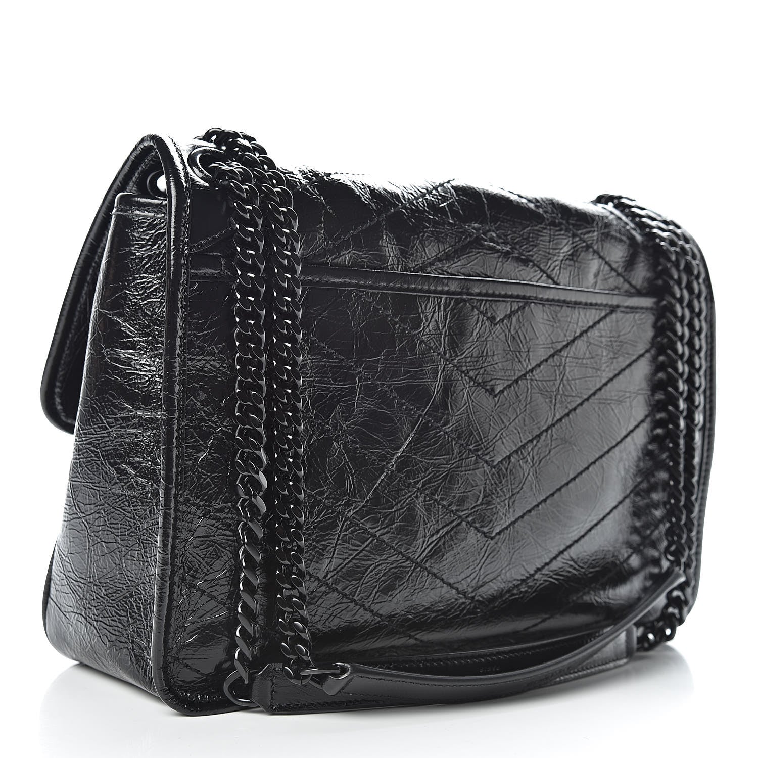 Saint Laurent Crinkled Calfskin Matelasse Monogram Medium Niki Chain Satchel Black 3 of 10