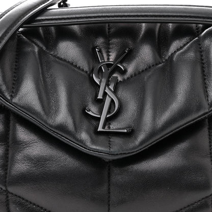 Saint Laurent Lambskin Quilted Monogram Monochrome Medium Loulou Puffer Chain Satchel Black 8 of 13