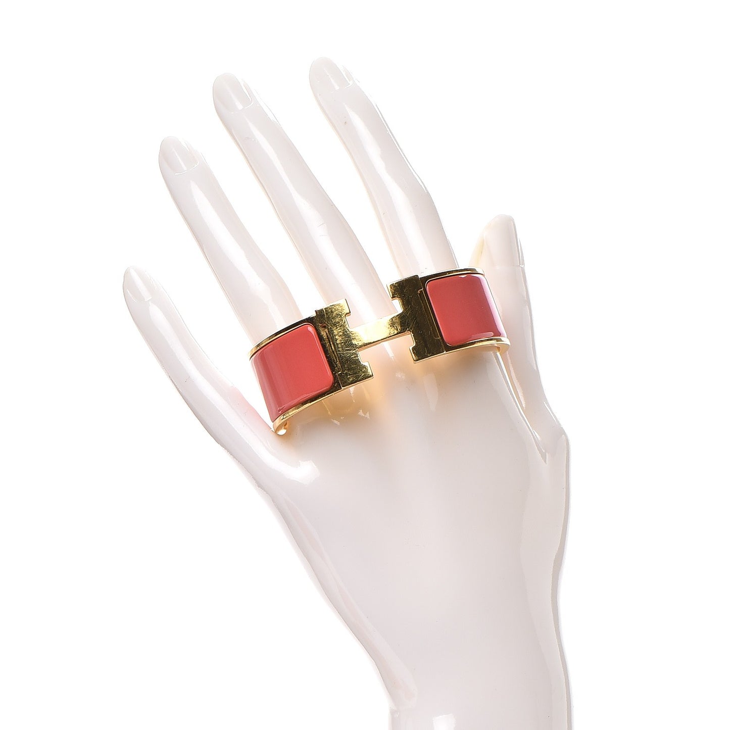 Enamel Wide Clic Clac H Bracelet PM Rouge Corail