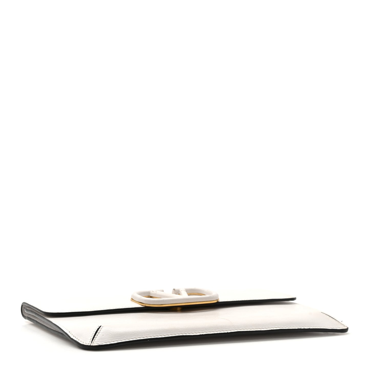 Calfskin Vlogo Envelope Clutch White