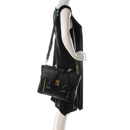 3.1 Phillip Lim 3.1 Textured Calfskin Medium Pashli Satchel Black 2 of 7