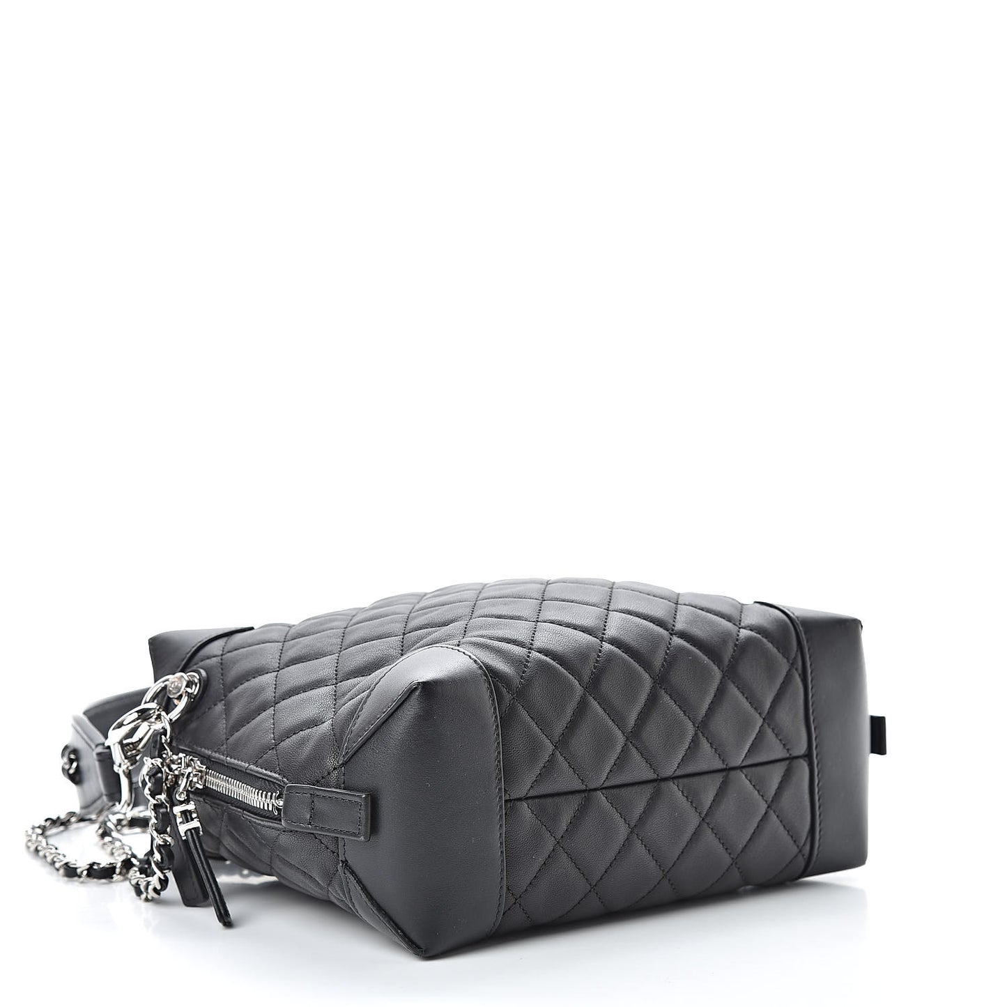 Lambskin Quilted Messenger Bag Black