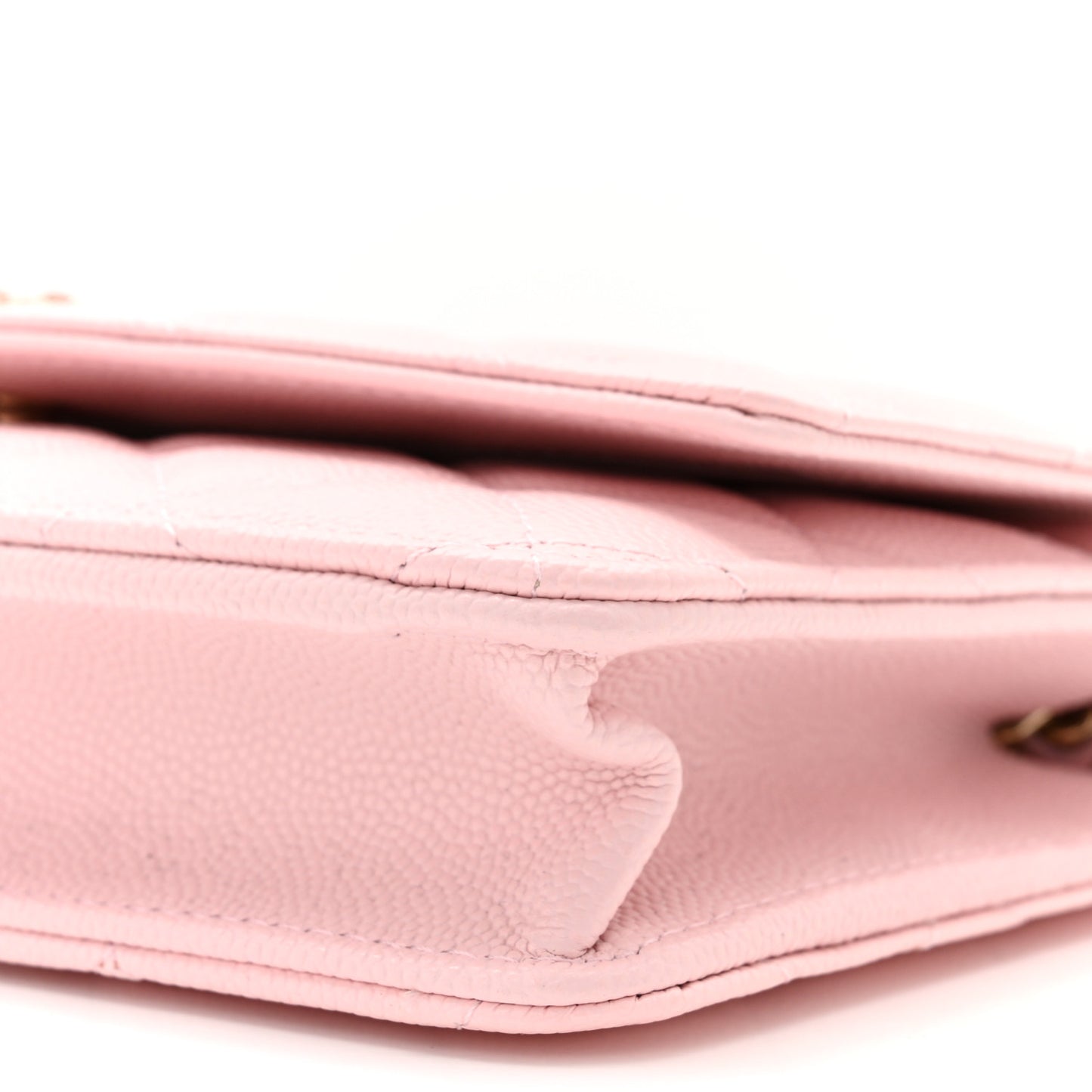 Caviar Quilted Crystal CC Wallet On Chain WOC Light Pink
