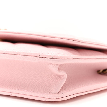 Chanel Caviar Quilted Crystal CC Wallet On Chain WOC Light Pink 11 of 12