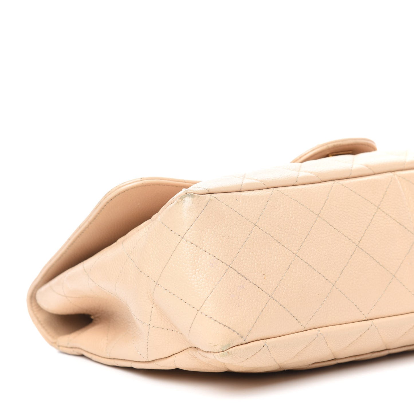 Caviar Quilted Jumbo Single Flap Beige Clair