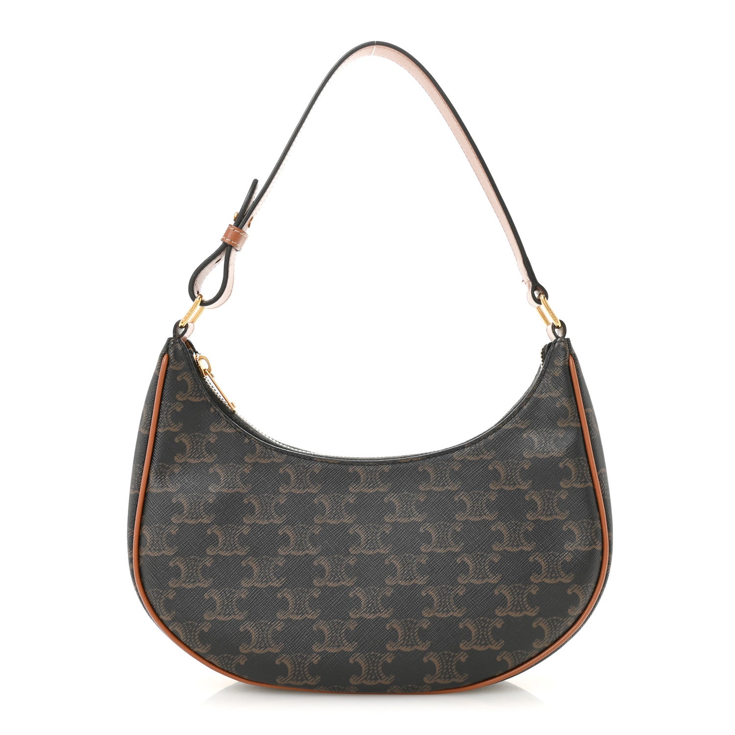 Celine Triomphe Canvas Calfskin Ava Shoulder Bag Tan 1 of 12