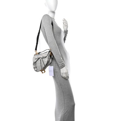 Christian Dior Calfskin Newspaper Printed Saddle Bag With Strap Black White 2 of 10