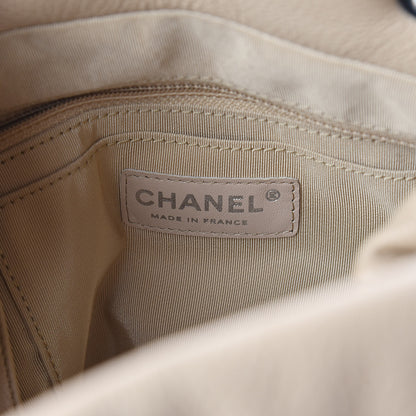 Chanel Deerskin Chevron Large CC Chain Bucket Drawstring Bag Beige 7 of 10