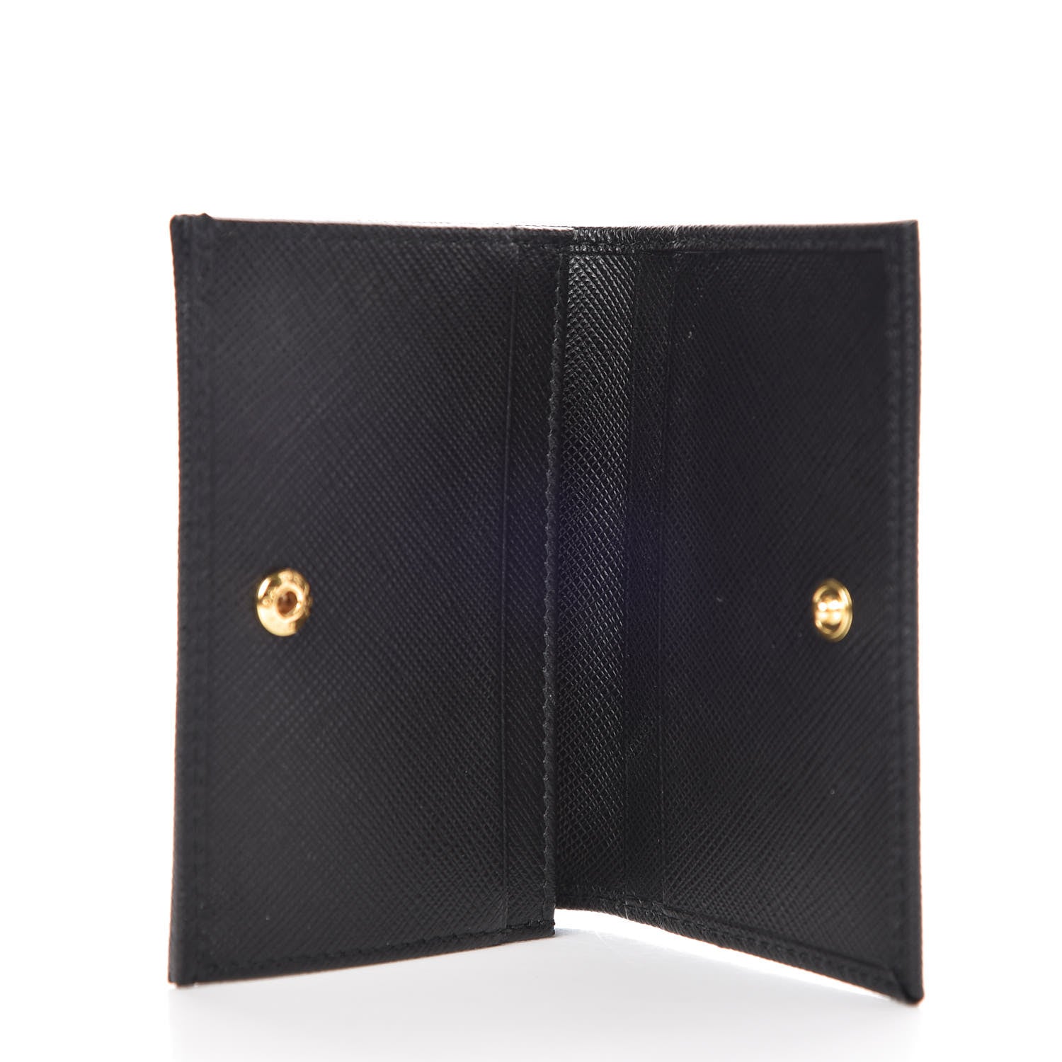 Prada Saffiano Metal Bi-Fold Card Holder Wallet Black 5 of 8