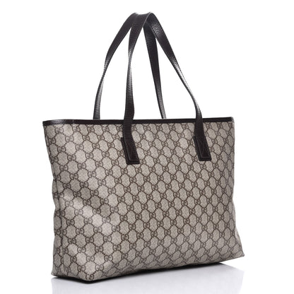 Gucci GG Supreme Monogram Medium Zippered Shopping Tote Dark Brown 3 of 7