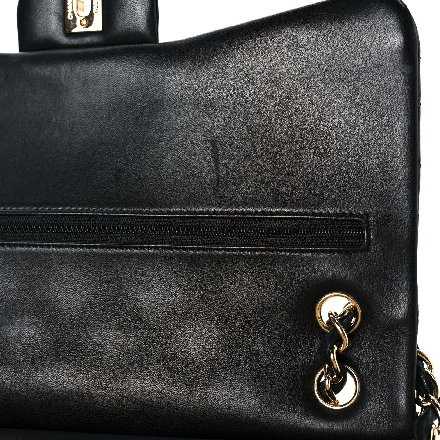 Lambskin Quilted Jumbo Double Flap Black