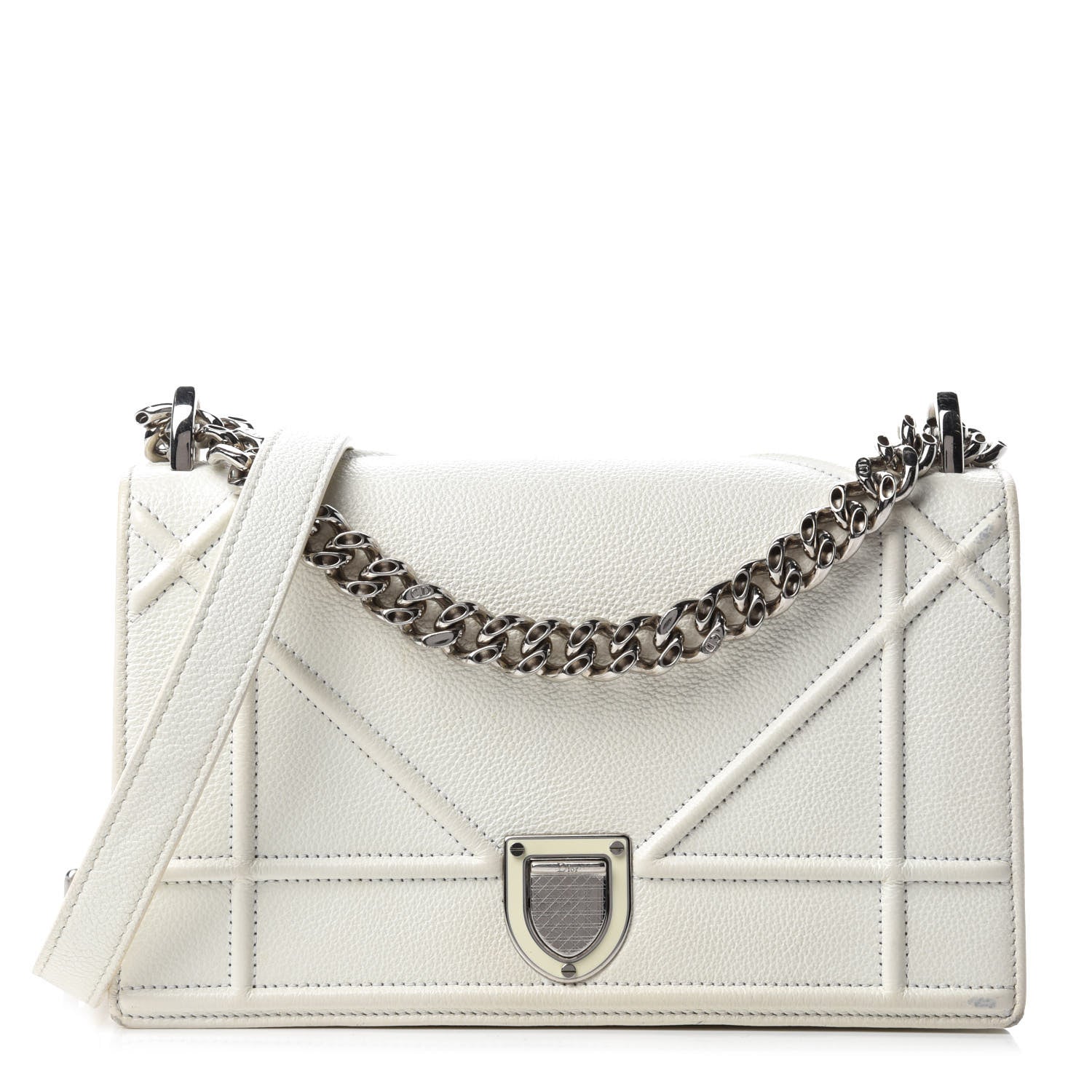 Christian Dior Grained Calfskin Small Diorama Flap Bag White 1 of 20
