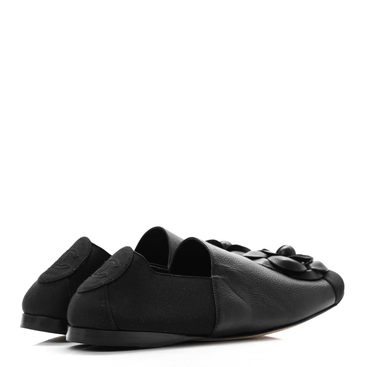 Chanel Calfskin Grosgrain Camellia Mocassin Loafers 39 Black 4 of 8