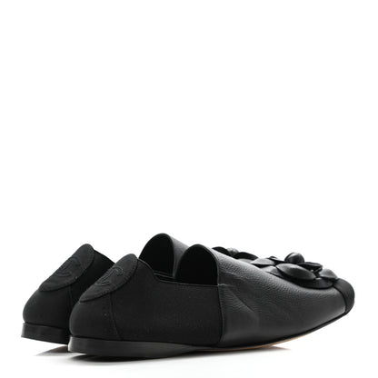 Chanel Calfskin Grosgrain Camellia Mocassin Loafers 39 Black 4 of 8