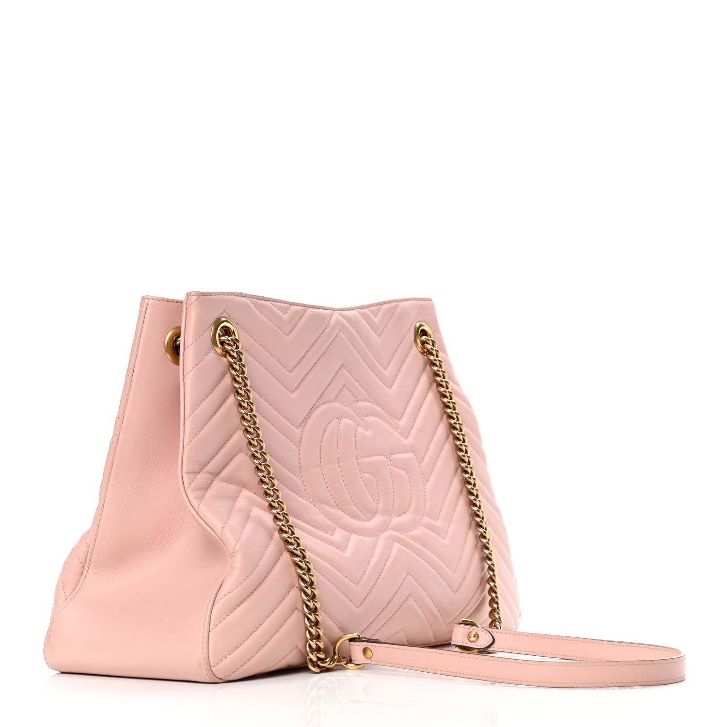 Gucci Calfskin Matelasse Medium GG Marmont Shoulder Tote Bag Perfect Pink 2 of 5