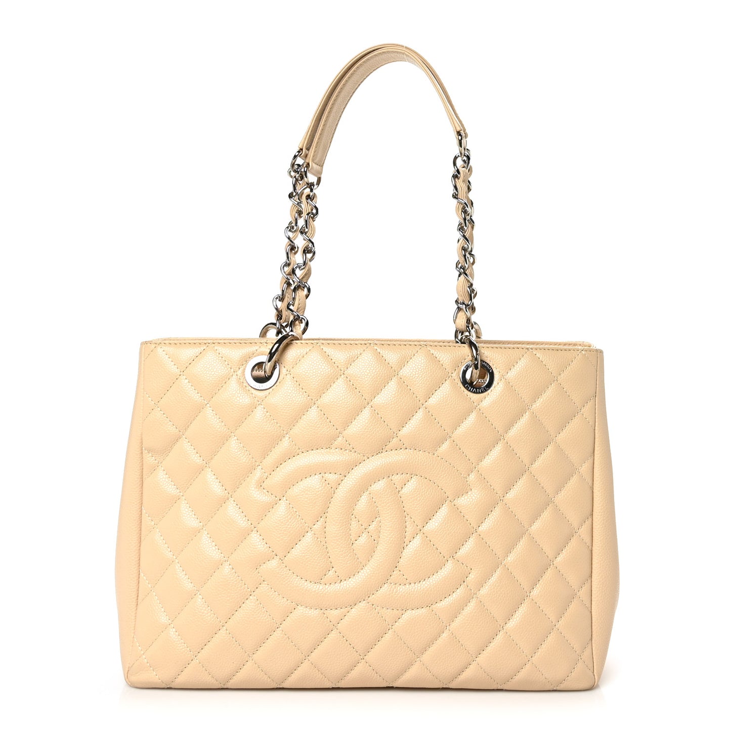 Caviar Quilted Grand Shopping Tote GST Beige Clair