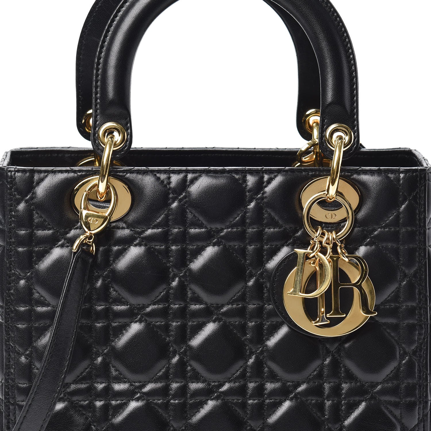 Christian Dior Lambskin Cannage Medium Lady Dior Black 7 of 9