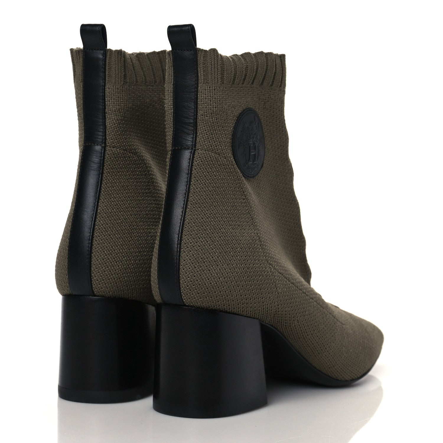 Hermes Knit Calfskin Volver 60 Ankle Boots 37.5 Vert Sapin 4 of 8