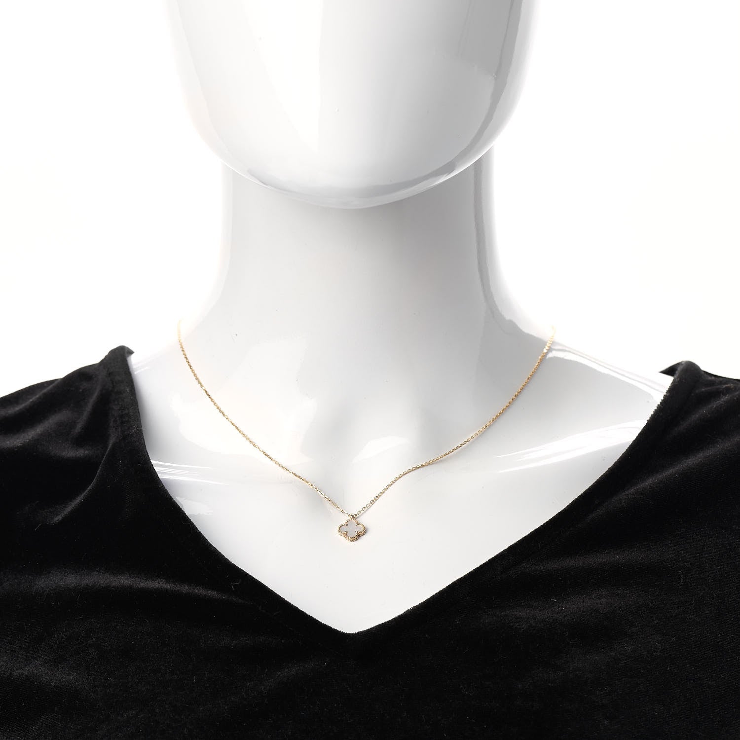 Van Cleef & Arpels 18K Yellow Gold Mother of Pearl Sweet Alhambra Pendant Necklace 2 of 7